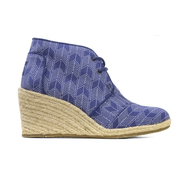 TOMS Desert Wedge Ink Sashiko Espadrilles Ankle Booties Size 7.5 - Picture 1 of 10
